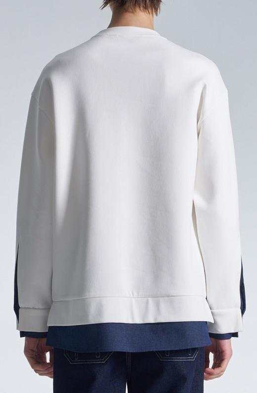 Sweatshirt With Denim Hem