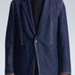 Raw Edge Denim Blazer With Sandwich Knit Base