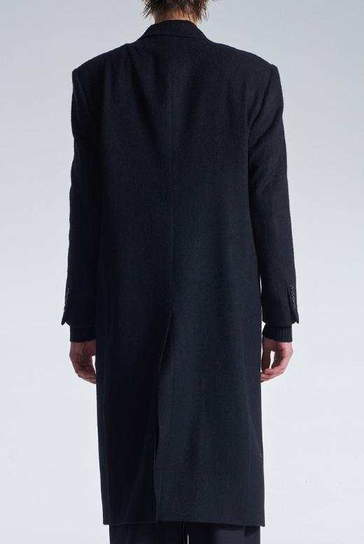 Standard Fit Long Wool Coat With Power Shoulder
