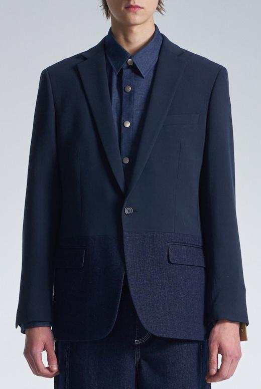 Standard Fit Blazer With Denim Hem