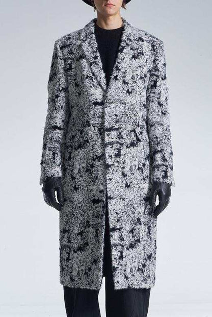 Hairy Abstract Jacquard Long Coat