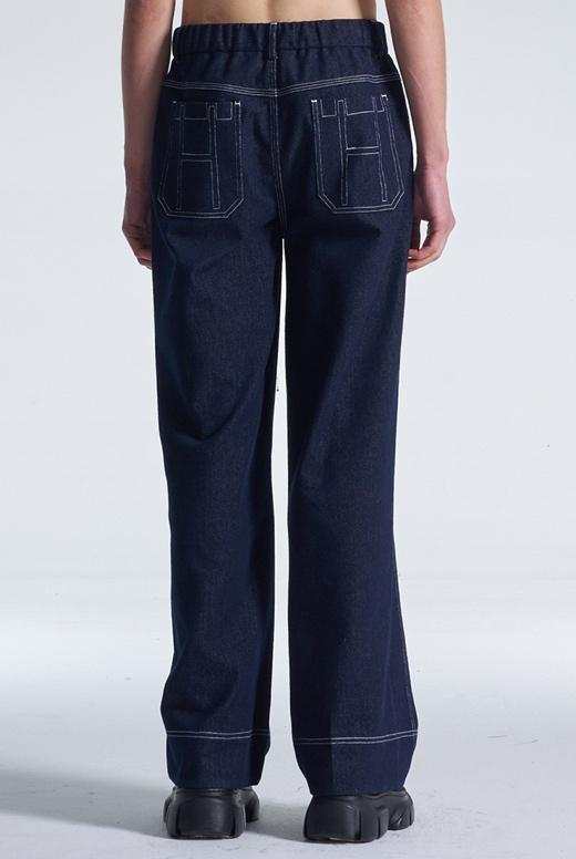 Wide Leg Cotton Pants With Big Back Pockets