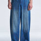 Balloon Fit Washed Denim Pants