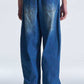 Balloon Fit Washed Denim Pants