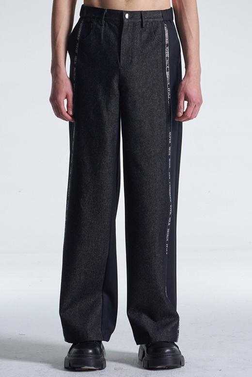Wool Pants With Denim Contrast