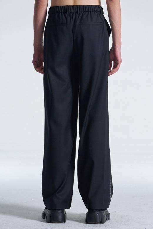 Wool Pants With Denim Contrast