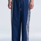 Wide Leg Denim Pants Contrast With Checks