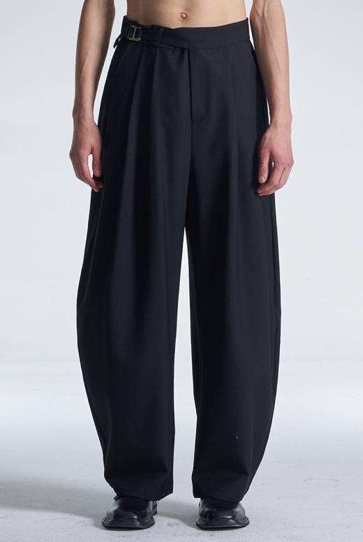Balloon Fit Wool Pants With Pleats