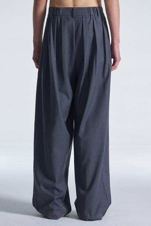Wide Leg Wool Pants With Multi Pleats