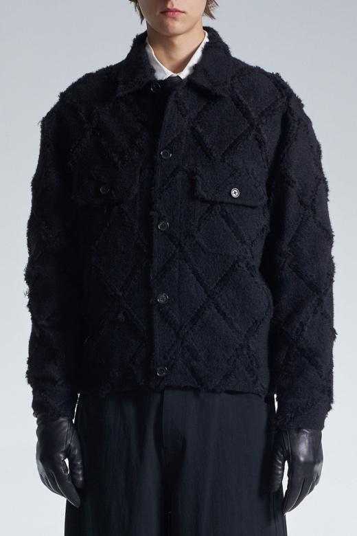 Ripped Diamond Pattern Jacket