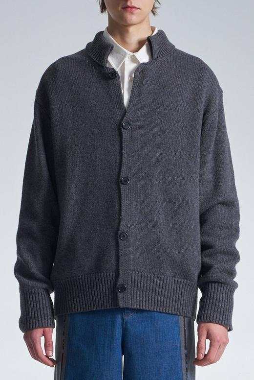 Cashmere Wool Cardigan With Stand Collar