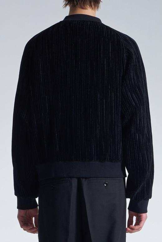 Pleated Knit Velvet Zipper Jacket