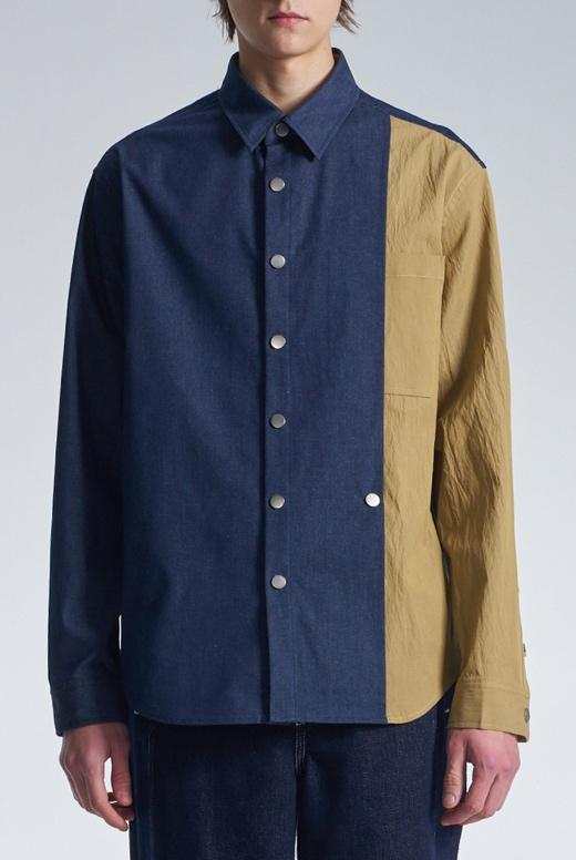 Denim Shirt With Contrast Sleeve