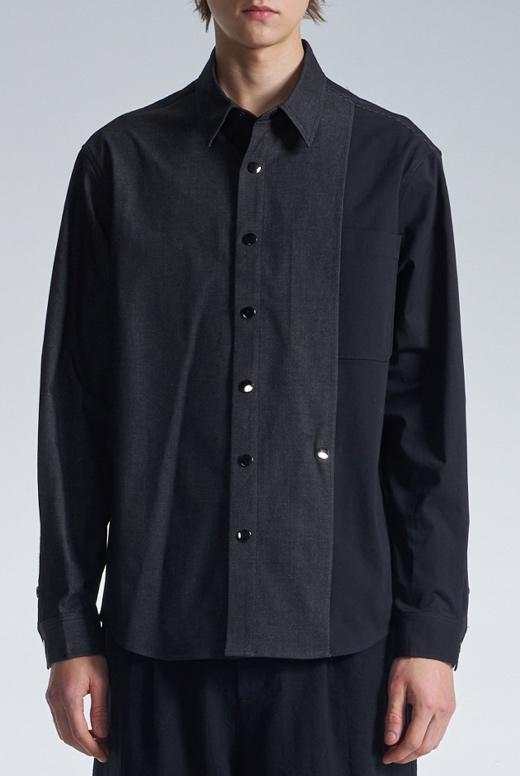 Denim Shirt With Contrast Sleeve