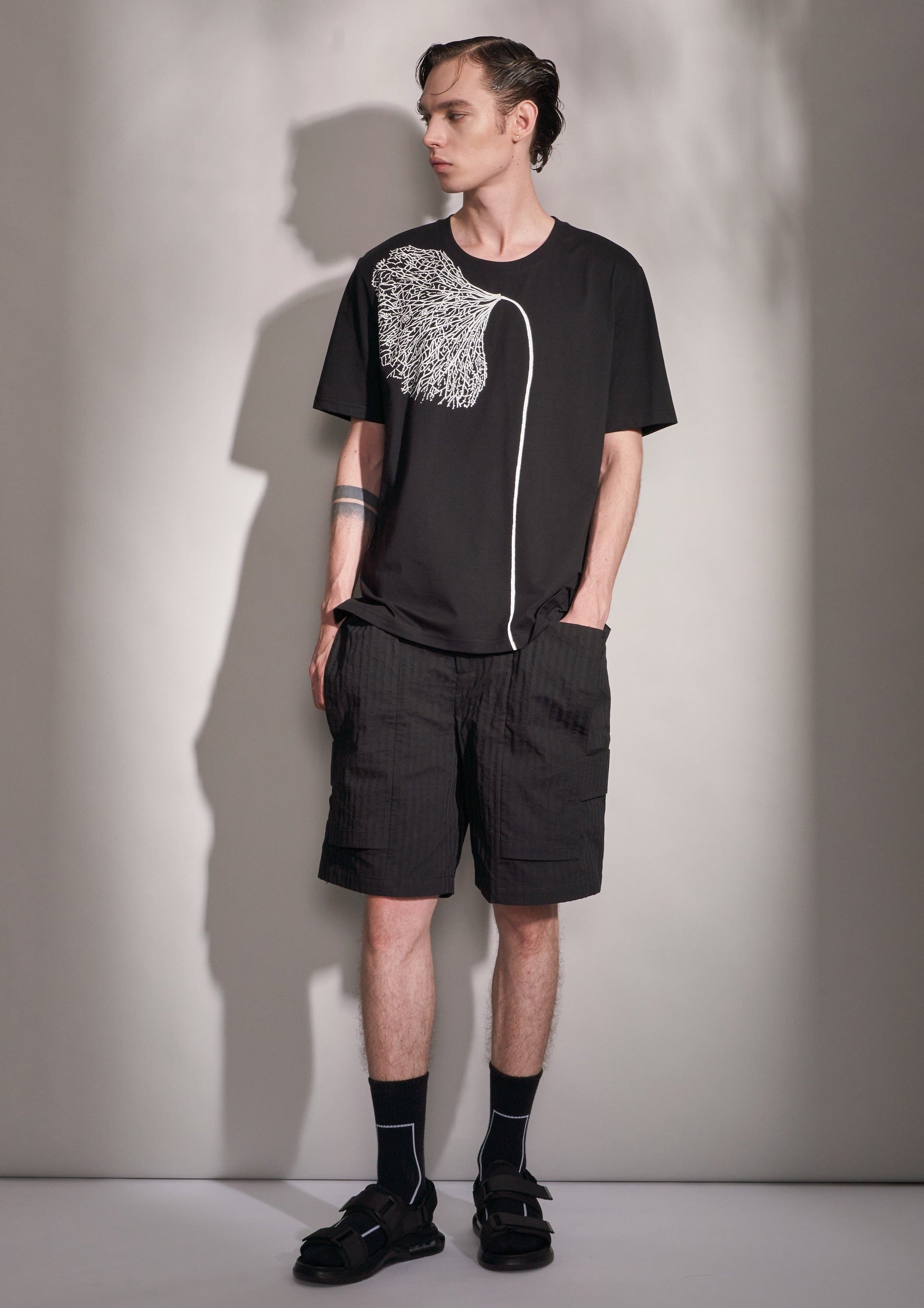 Tee With Botanical Silhouette Print Harrison Wong