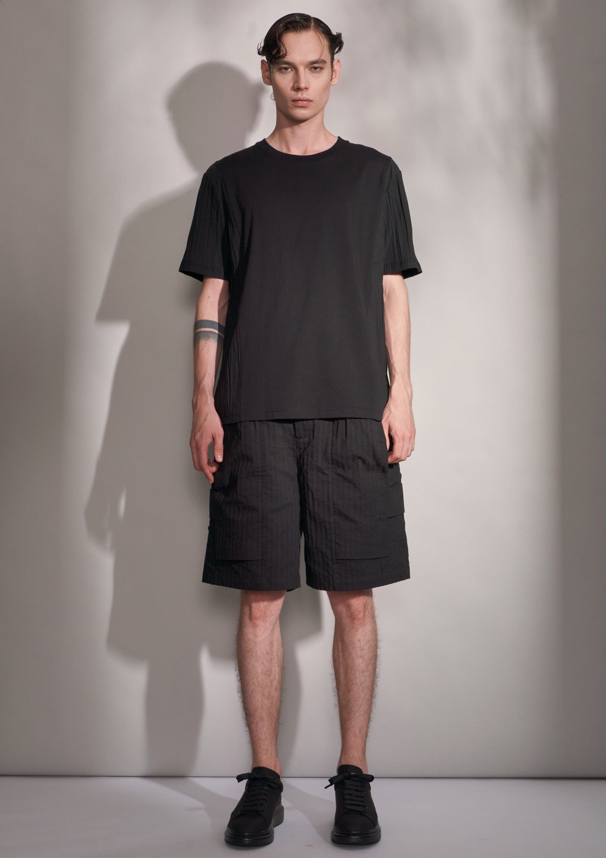 Tee With Pleated Fabric Contrast Harrison Wong