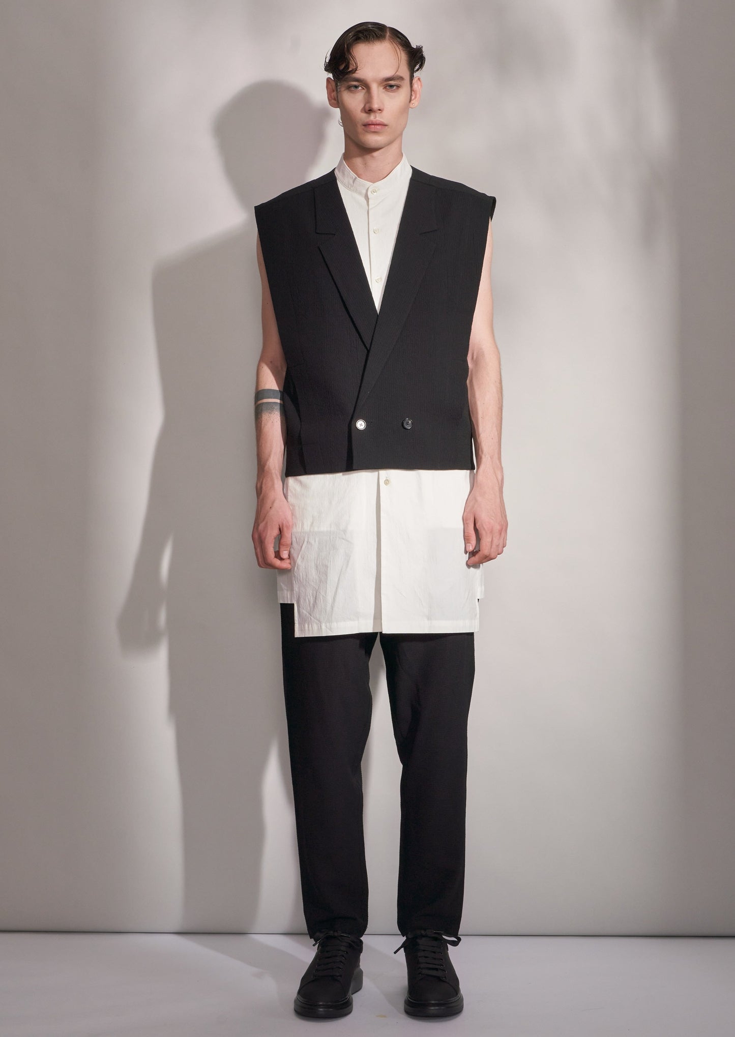 Fabric Contrast Wide Shoulder Waistcoat Harrison Wong