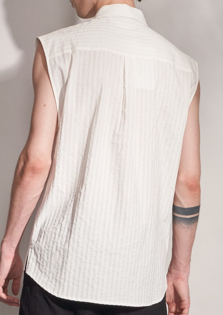 Striped Textured Sleeveless Shirt
