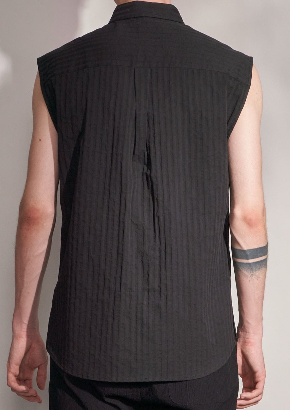 Striped Textured Sleeveless Shirt