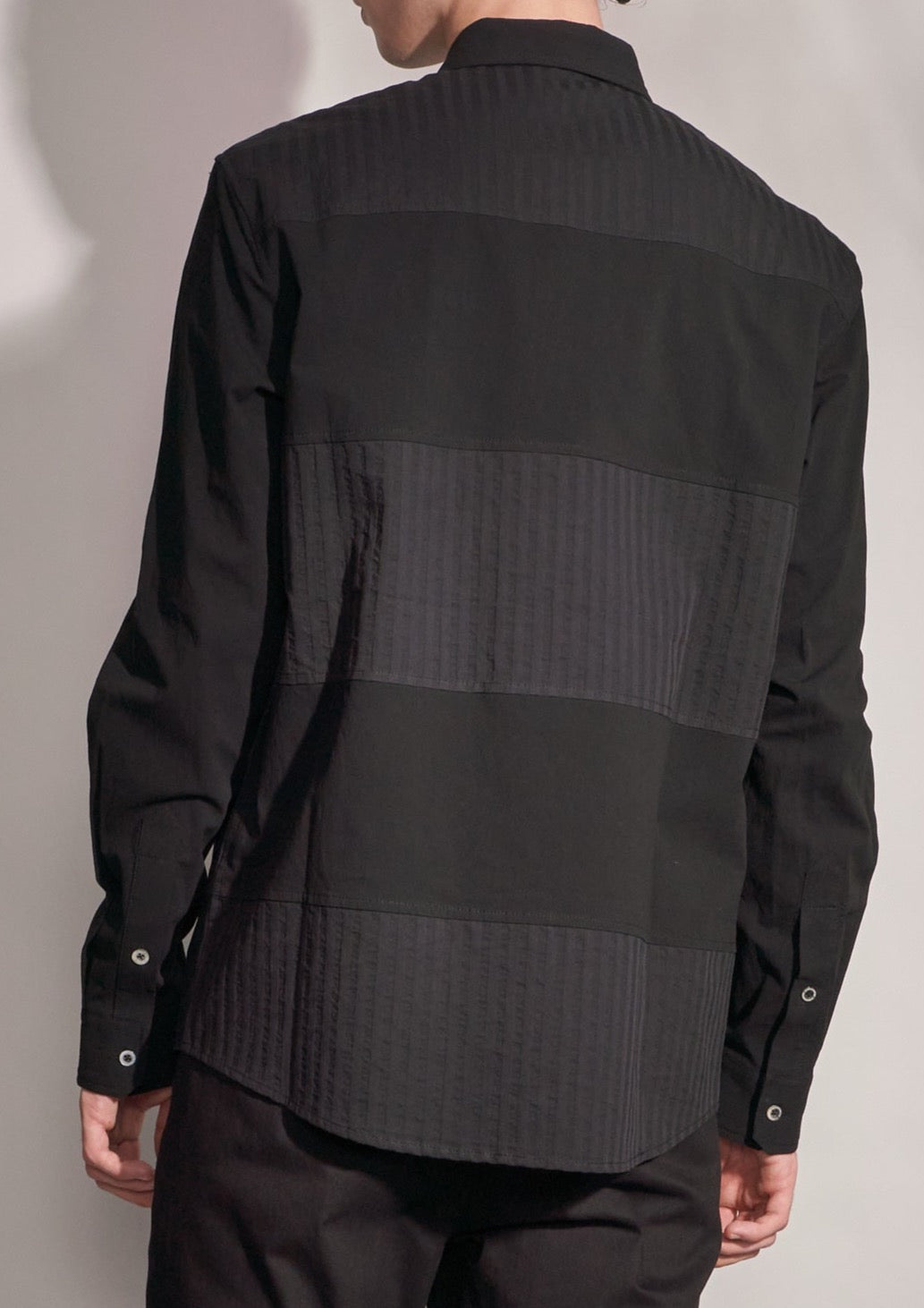 Striped Texture Contrast Shirt Harrison Wong