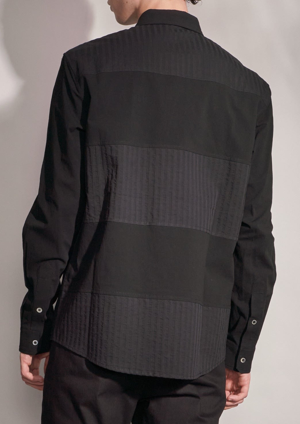 Striped Texture Contrast Shirt Harrison Wong
