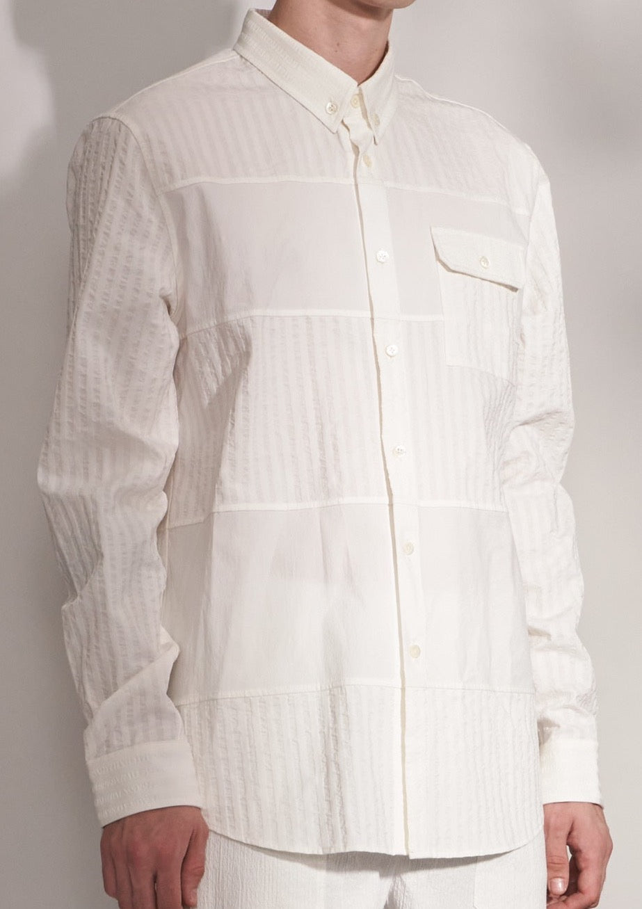 Striped Texture Contrast Shirt Harrison Wong