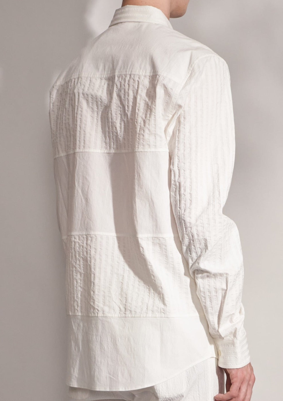 Striped Texture Contrast Shirt Harrison Wong
