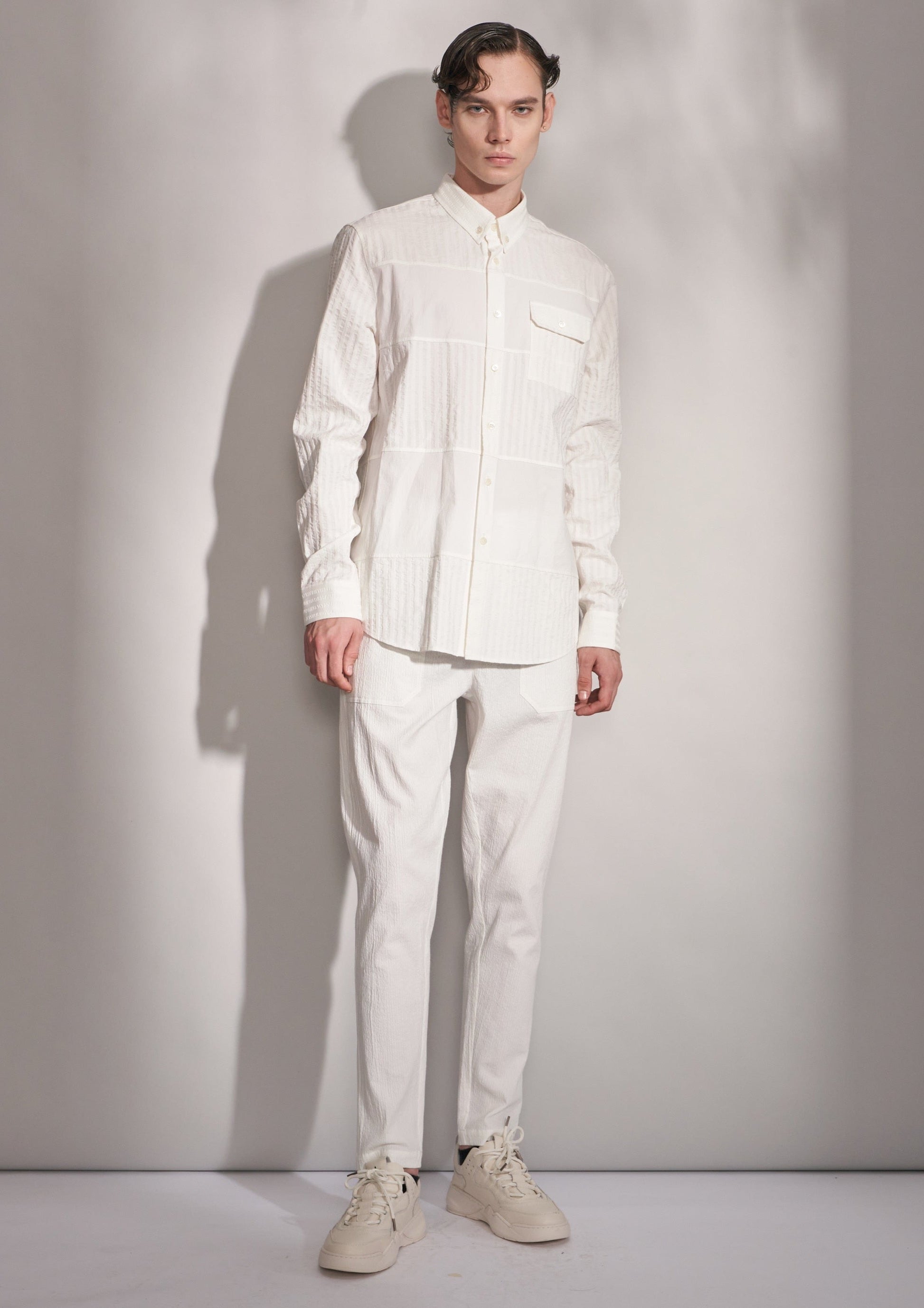 Striped Texture Contrast Shirt Harrison Wong