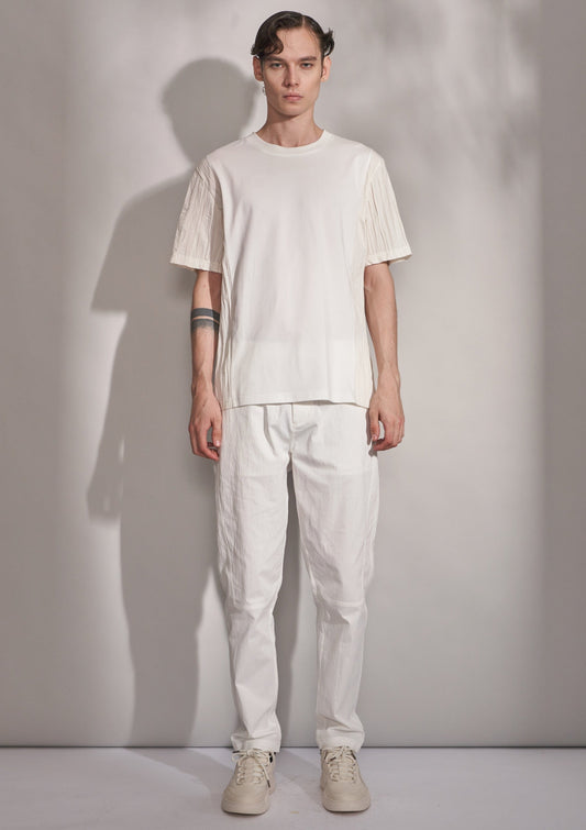 Tee With Pleated Fabric Contrast Harrison Wong