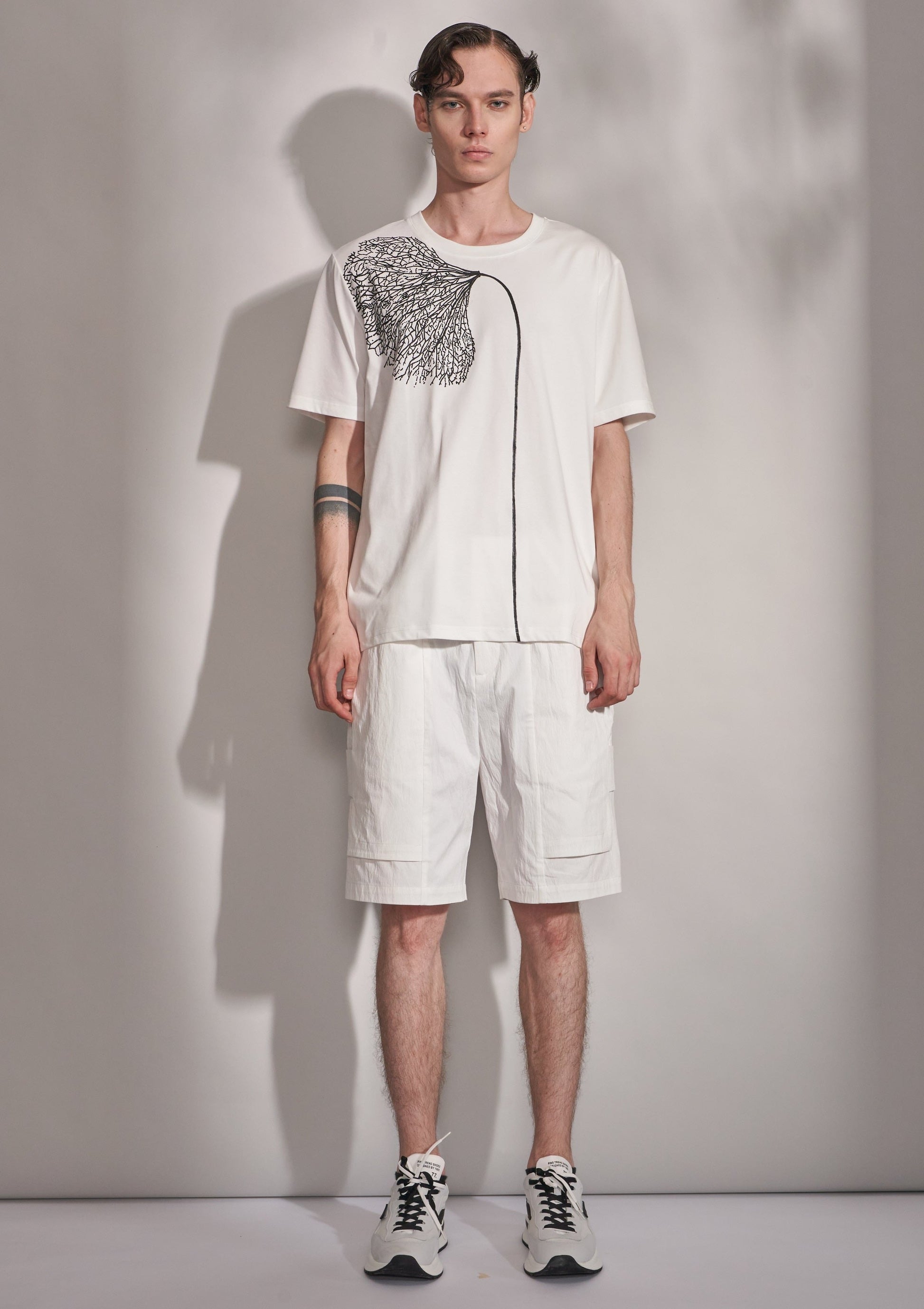 Tee With Botanical Silhouette Print Harrison Wong