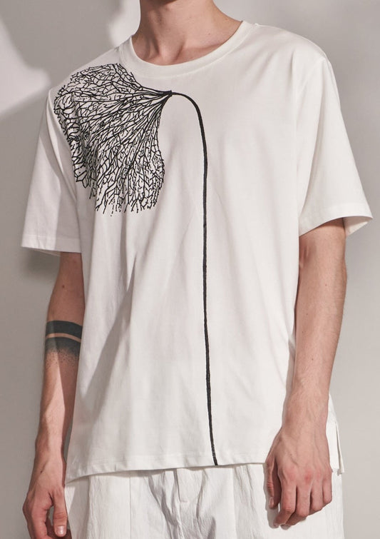 Tee With Botanical Silhouette Print Harrison Wong
