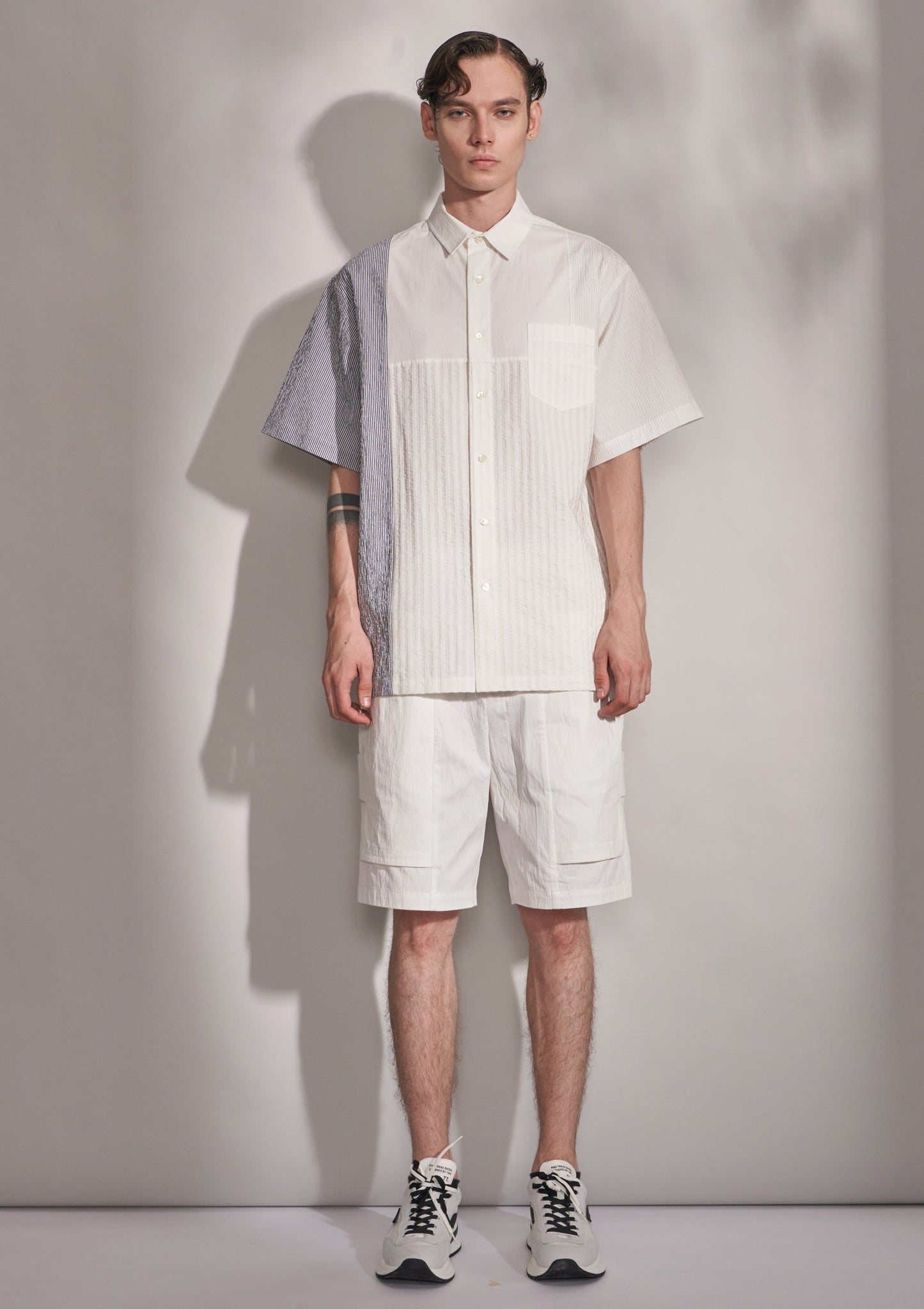 Striped Contrast Short Sleeve Shirt Harrison Wong