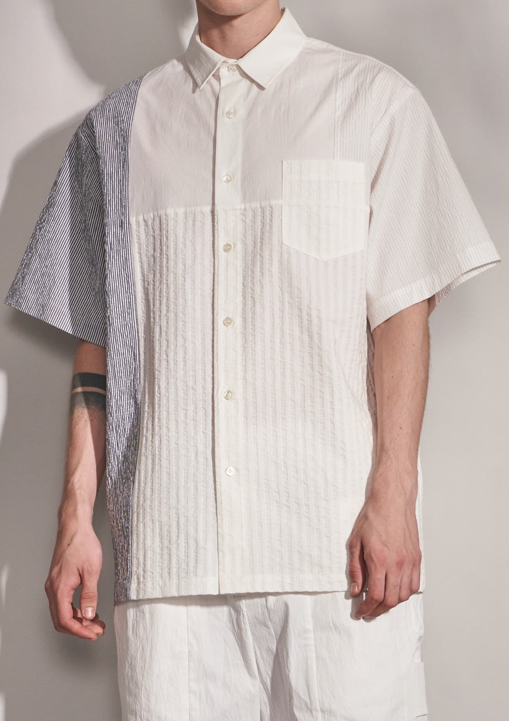 Striped Contrast Short Sleeve Shirt Harrison Wong