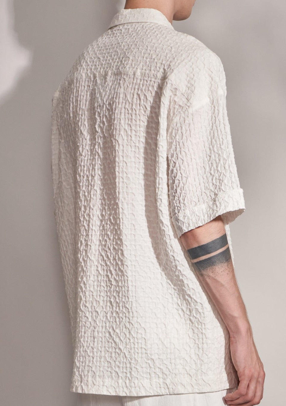 Short Sleeve Shirt With Smocking Cotton Fabric Harrison Wong