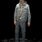 Harrison Wong Striped Denim Jacket With Rain Print