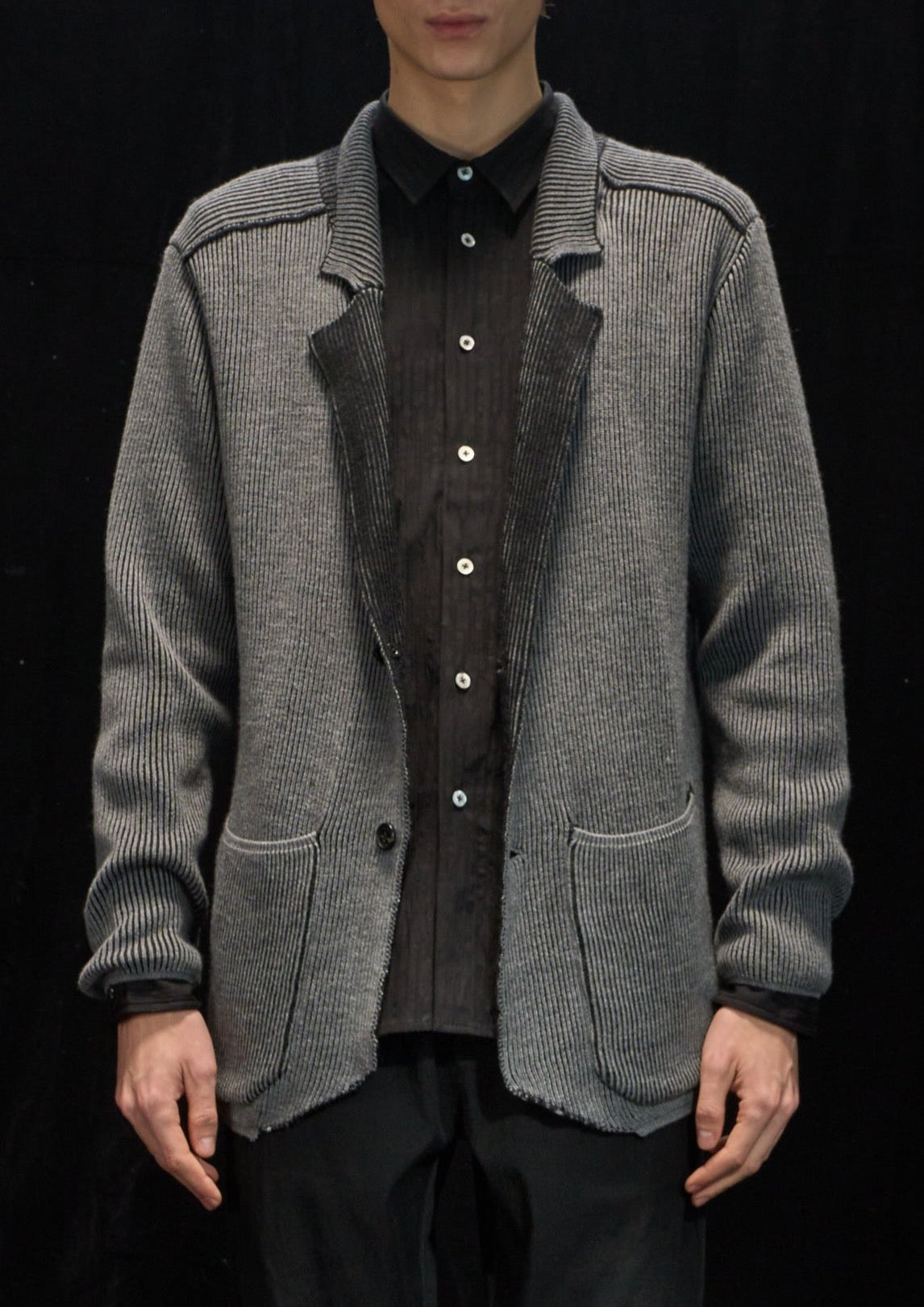 Harrison Wong Wool Knit Blazer Cardigan