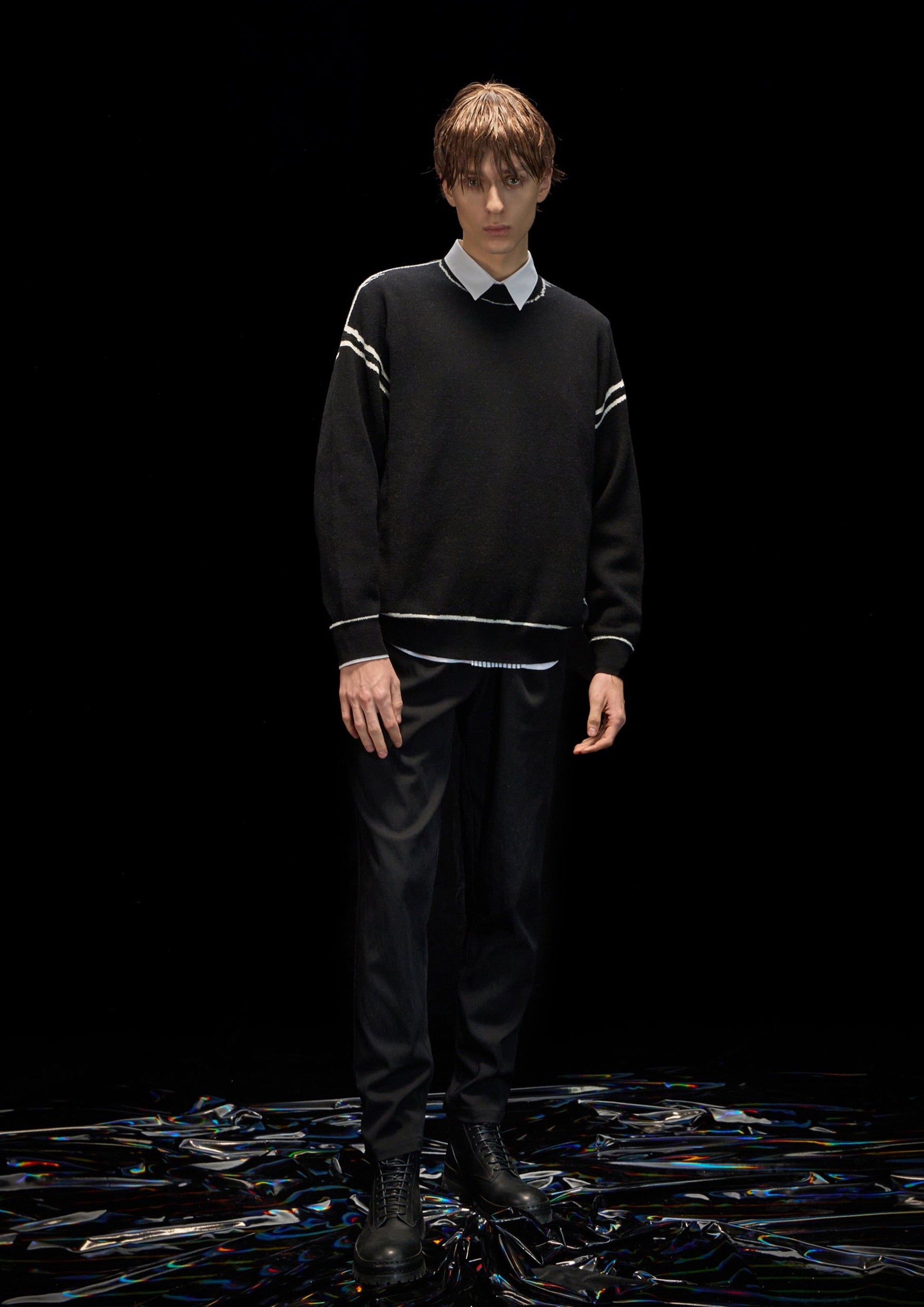 Harrison Wong Draw Line Pattern Wool Sweater