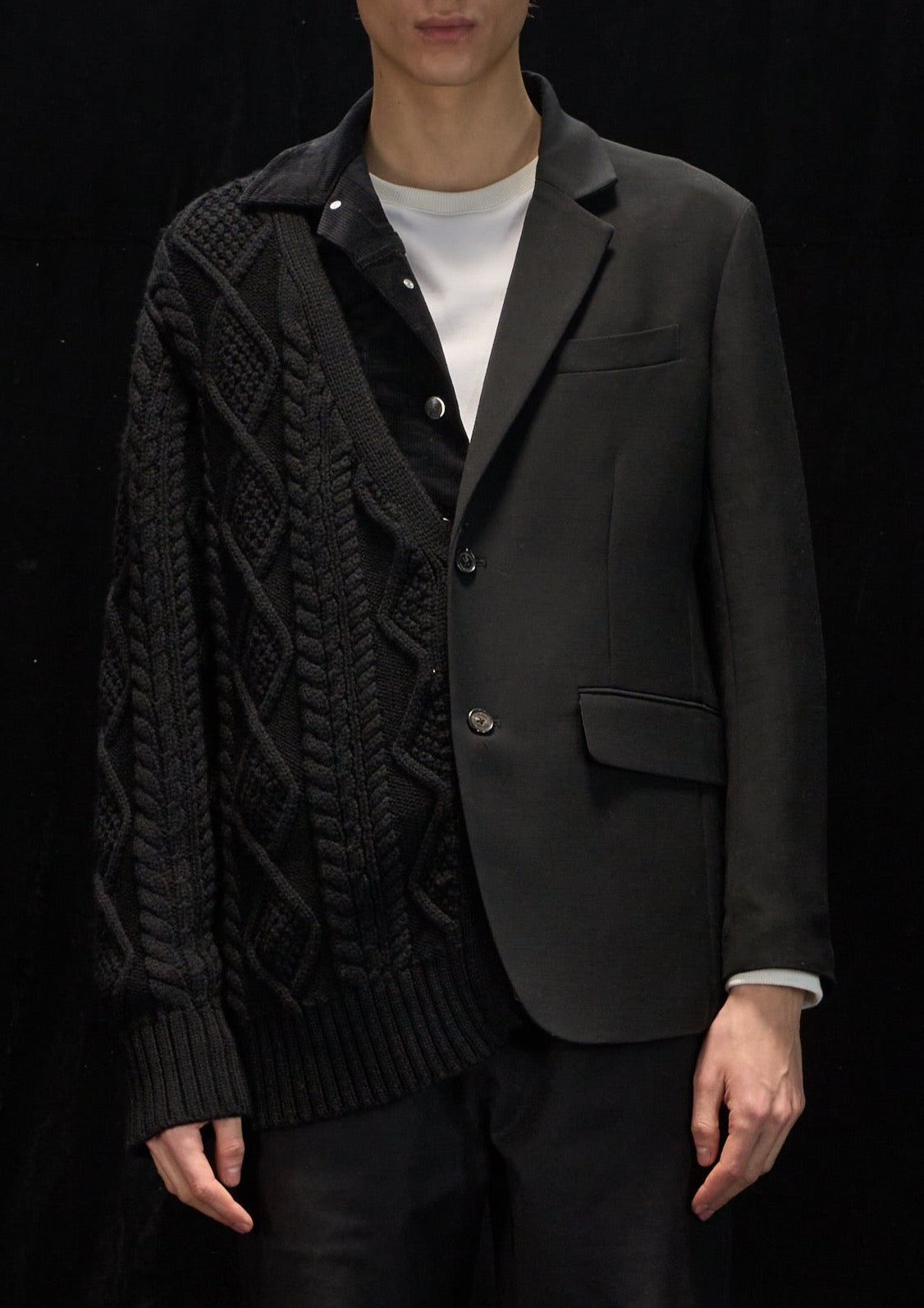 Harrison Wong Deconstructed Knit, Denim and Blazer