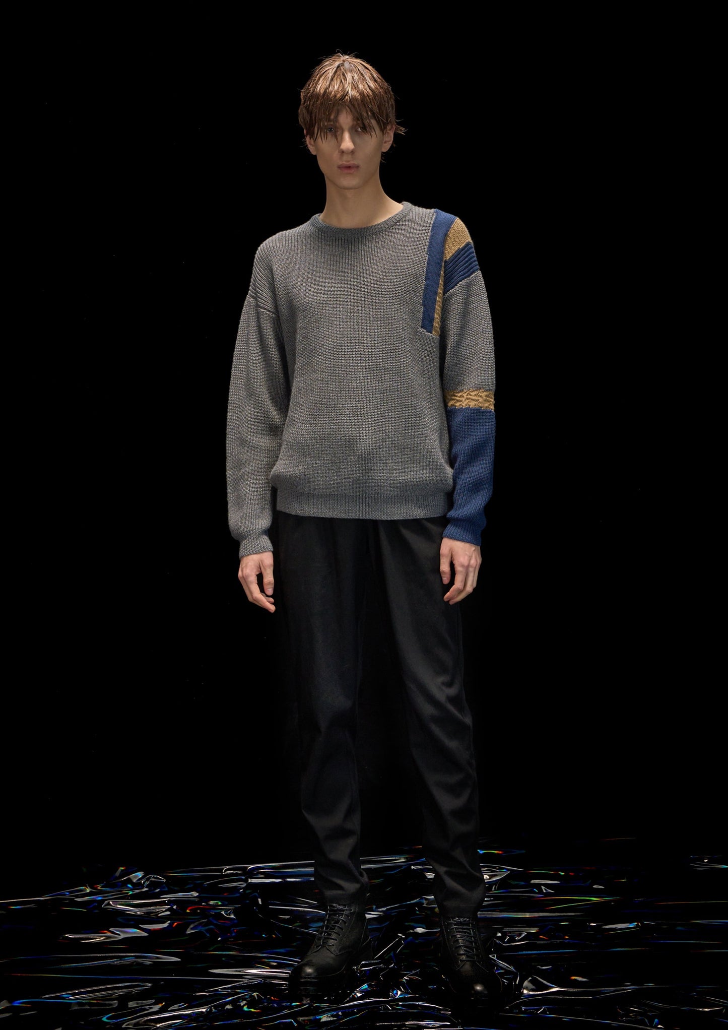 Harrison Wong Pattern And Color Block Wool Sweater