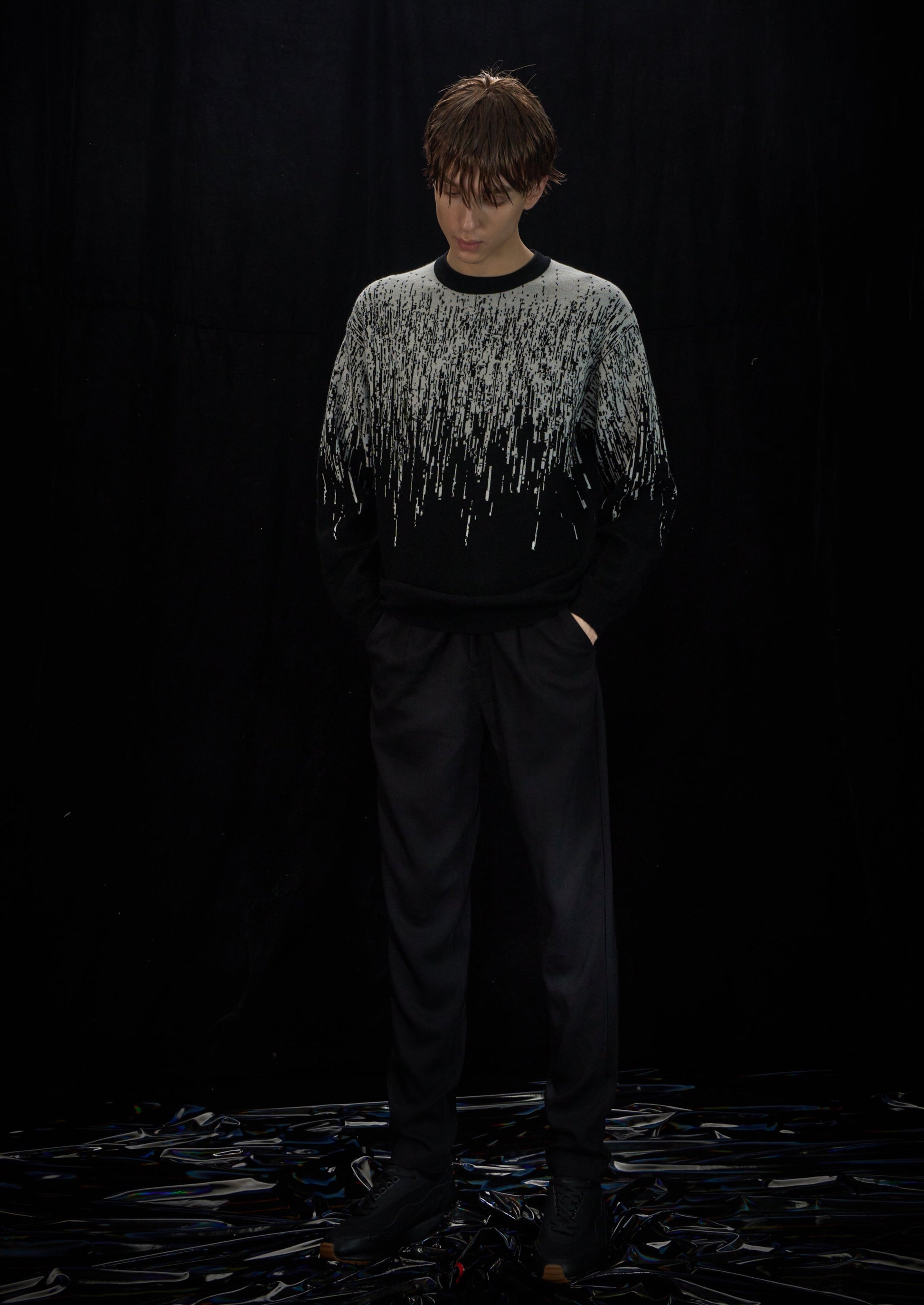 Harrison Wong Rain Pattern Wool Sweater