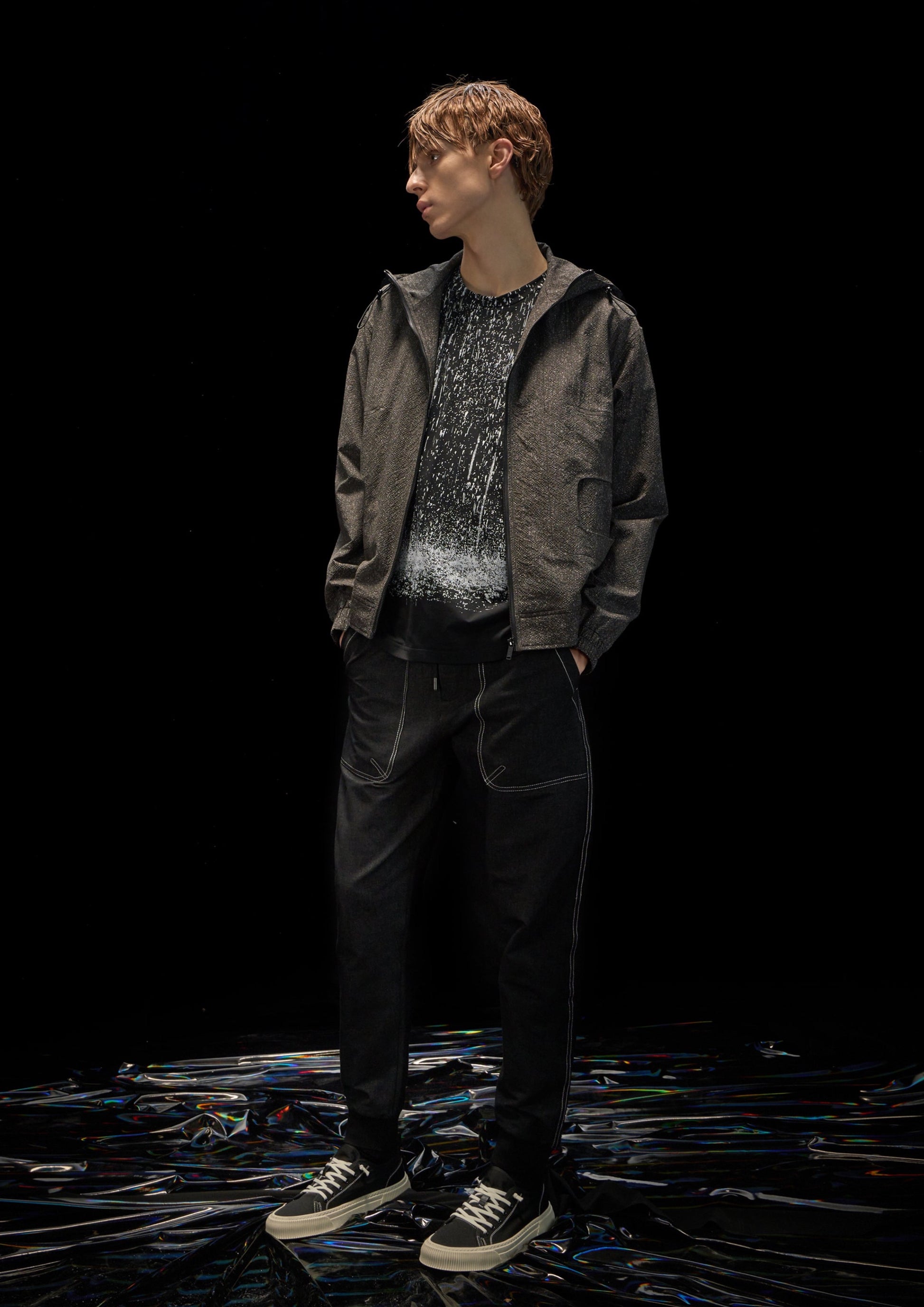 Harrison Wong Cut Out Pocket Printed Jacket With Hood