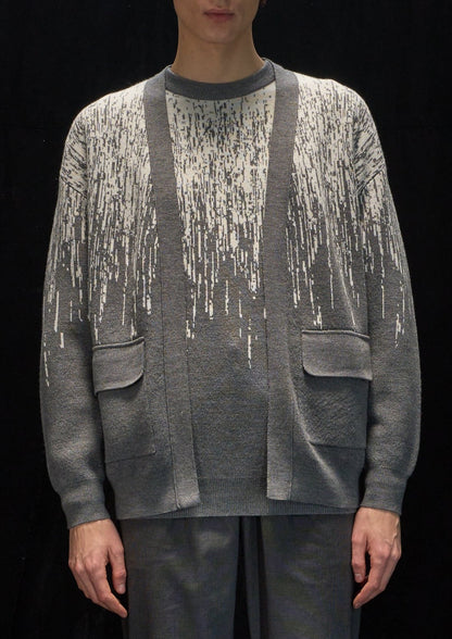 Harrison Wong Rain Pattern Wool Cardigan