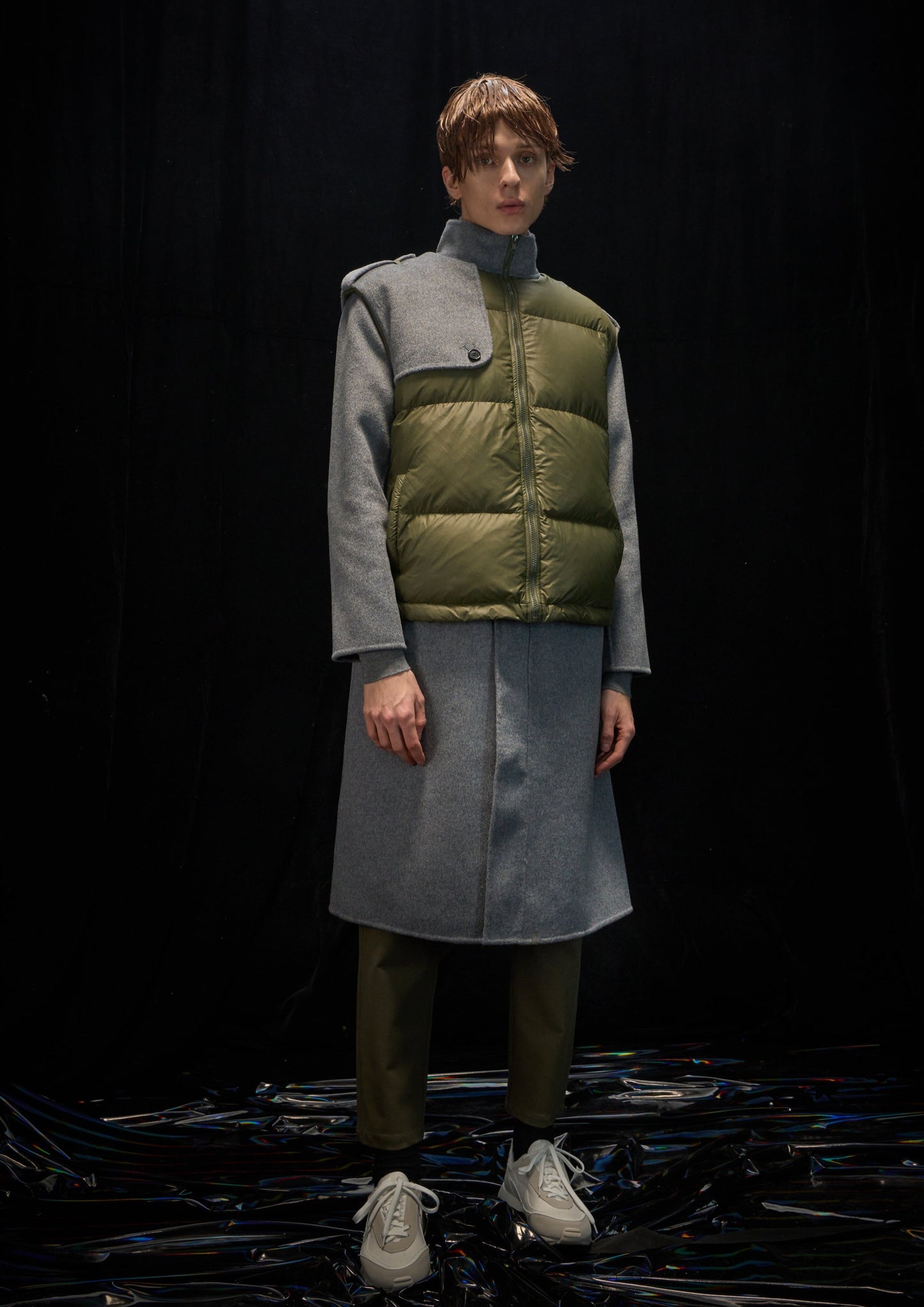 Harrison Wong Double Face Wool Coat With Down Vest