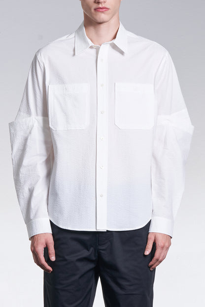 Seersucker Shirt With Detachable Sleeve