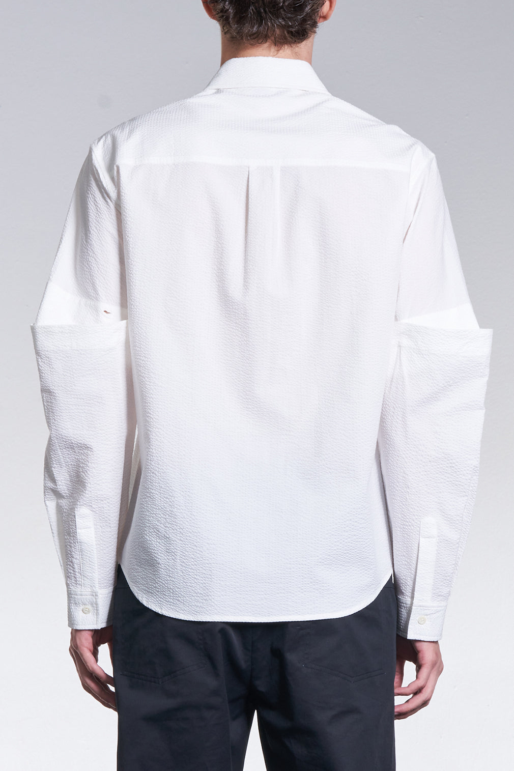 Seersucker Shirt With Detachable Sleeve