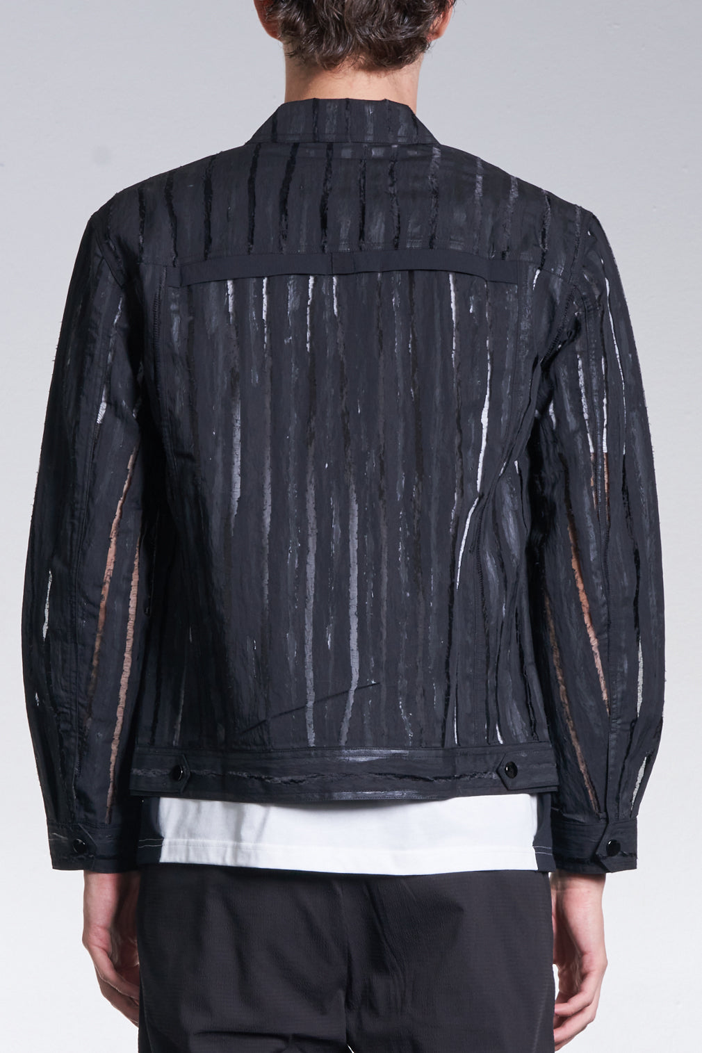 Jacket With Burnt Out And Hand Print Stripe