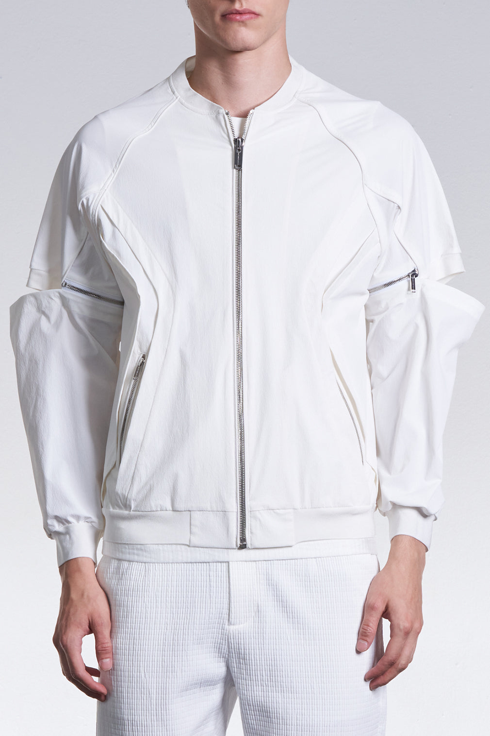 Zipper Nylon Jacket With Detachable Sleeve