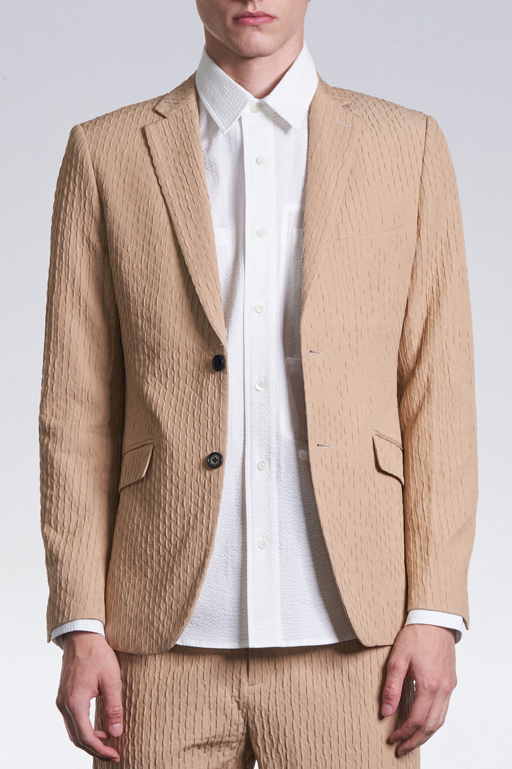 Rayon Cotton Textured Tailored Blazer