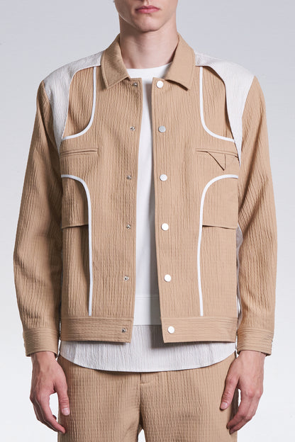 Inside Out Jacket Constructed With Stripe Fabric