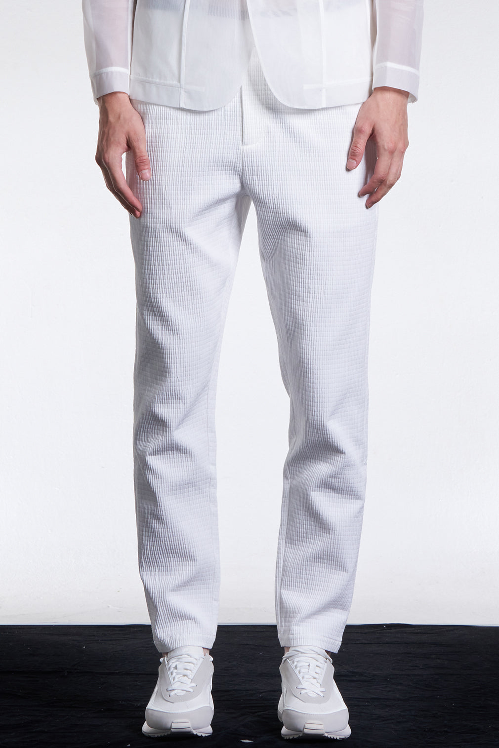 Striped Textured Fitted Pants